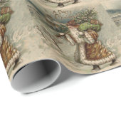 Papier Cadeau Victorian Santa Claus With Christmas Tree (Coin rond)