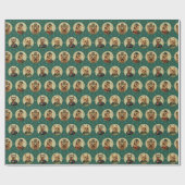 Papier Cadeau Victorian Yorkie Christmas Portraits on Emerald Gr (Plat)