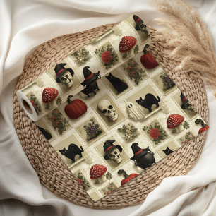 Papier Cadeau Victorien gothique Halloween Motif de timbre