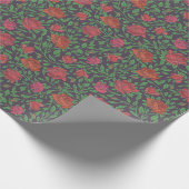 Papier Cadeau Victorien Gothique Parfait Rouge & Fuchsia Rose (Coin)