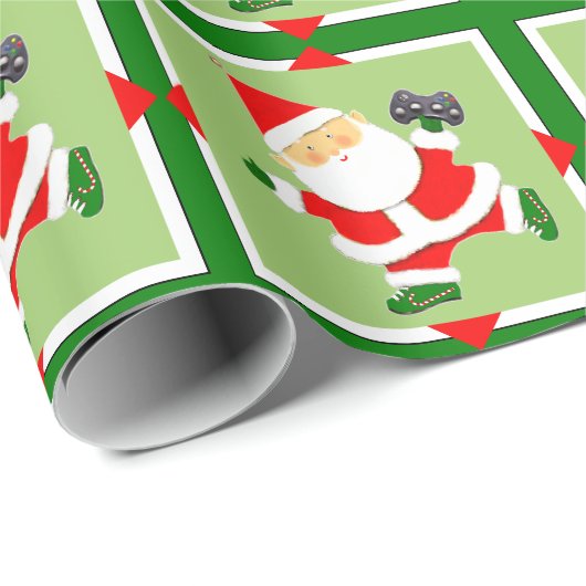 Papier Cadeau Vidéo cadeau de vacances Gamer (Coin rond)