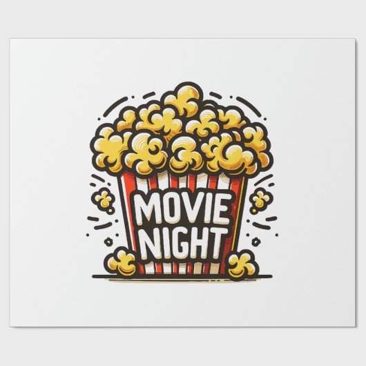 Papier Cadeau Vidéo Night Delight Jouer Popcorn (Plat)
