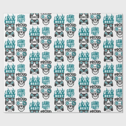 Papier Cadeau Vidéo Partie Niveau Haut Gamer Wrapper Papier (Plat)