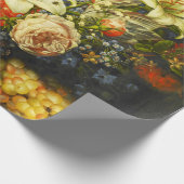 Papier Cadeau Vie morte avec fleurs et fruits (Coin)