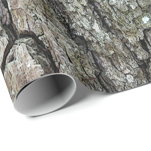 Papier Cadeau Vieille écorce de pin de nature (Coin rond)