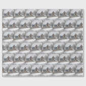 Papier Cadeau Vieille grange avec couronne de Noël (Plat)