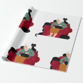 Papier Cadeau Vielle Dame de chat (Déroulé)