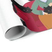 Papier Cadeau Vielle Dame de chat (Coin rond)