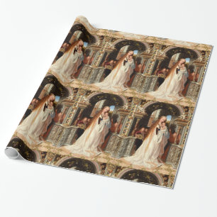 PAPIER CADEAU VIERGE À L'ENFANT, ANGES MUSICIENS NOËL