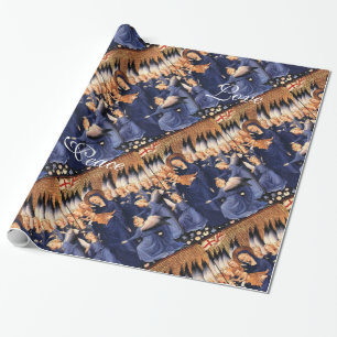 PAPIER CADEAU VIERGE AVEC ENFANT, ANGELS, NOËL JOIE LA PAIX AMOU