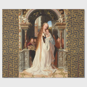 PAPIER CADEAU VIERGE AVEC ENFANT, ANGES MUSICAUX NOËL