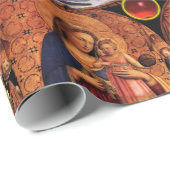 Papier Cadeau VIERGE AVEC ENFANT ET SAINTS, Pierres de Noël (Coin rond)