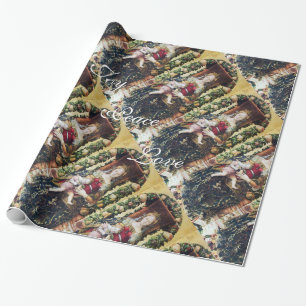 PAPIER CADEAU VIERGE AVEC ENFANT NOËL JOIE PAIX AMOUR