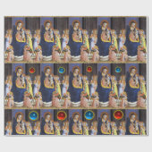 PAPIER CADEAU VIERGE AVEC ENFANT, SAINTS, ANGELS, GÈMES BLEU ROU (Plat)