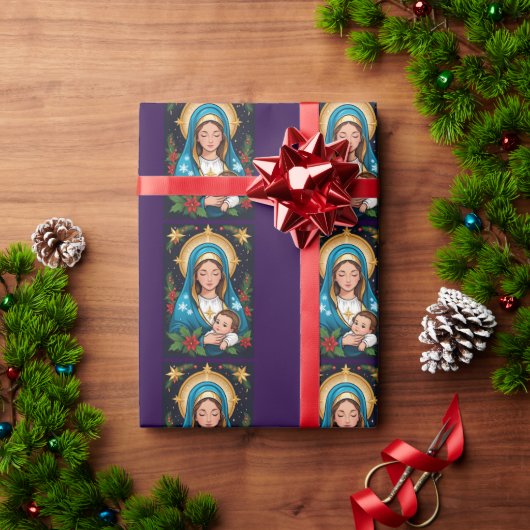 Papier Cadeau Vierge catholique chrétienne Marie Noël (Cadeau de vacances)