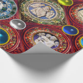 PAPIER CADEAU VIERGE, ENFANT, ANGES, COURONNES DE NOËL FLORALES, (Coin)