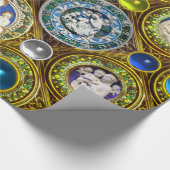 PAPIER CADEAU VIERGE, ENFANT, ANGES, COURONNES DE NOËL FLORALES, (Coin)