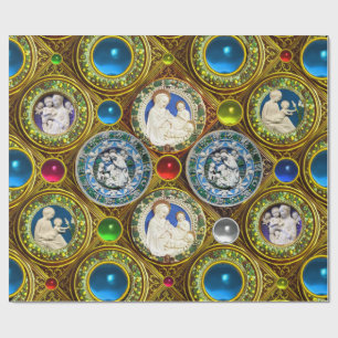 PAPIER CADEAU VIERGE, ENFANT, ANGES, COURONNES DE NOËL FLORALES,