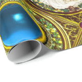 PAPIER CADEAU VIERGE, ENFANT, ANGES, COURONNES DE NOËL FLORALES, (Coin rond)