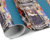 Papier Cadeau Vierge et enfant avec Ange musicale (Coin rond)