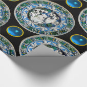 Papier Cadeau VIERGE ET ENFANT AVEC ANGELS, Saphir Bleu Rond (Coin)