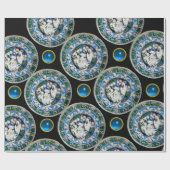 Papier Cadeau VIERGE ET ENFANT AVEC ANGELS, Saphir Bleu Rond (Plat)