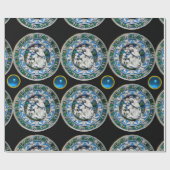 Papier Cadeau VIERGE ET ENFANT AVEC ANGELS, Saphir Bleu Rond (Plat)