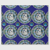 Papier Cadeau VIERGE ET ENFANT AVEC ANGELS, Saphir Bleu Rond (Plat)