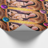 PAPIER CADEAU VIERGE ET ENFANT AVEC BLEU, ROSE, PIERRE GEMSTONES (Coin)