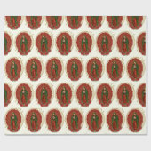 Papier Cadeau Vierge Guadalupe Catholique Noël Pointsettia (Plat)