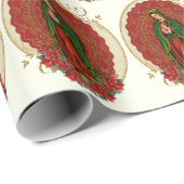 Papier Cadeau Vierge Guadalupe Catholique Noël Pointsettia (Coin rond)