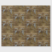 Papier Cadeau Vierge Marie et bébé Jésus Christ Golden Elegant (Plat)