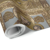 Papier Cadeau Vierge Marie et bébé Jésus Christ Golden Elegant (Coin rond)