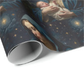 Papier Cadeau Vierge Marie et Bébé Jésus Nativité (Coin rond)