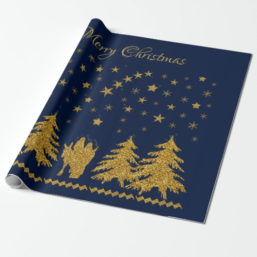 Papier Cadeau Vierge religieuse de Noël Marie, Saint Joseph, Jés (Déroulé)