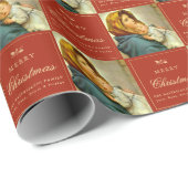 Papier Cadeau Vierge religieuse traditionnelle Marie & Jésus cat (Coin rond)