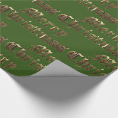 Papier Cadeau Vieux anglais Lettres or et vert Noël (Coin)