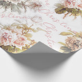 Papier Cadeau Vieux bouquet rose rose motif (Coin)