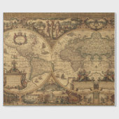 Papier Cadeau Vieux cadeau de voyageur de carte du monde de (Plat)