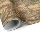 Papier Cadeau Vieux cadeau de voyageur de carte du monde de (Coin rond)