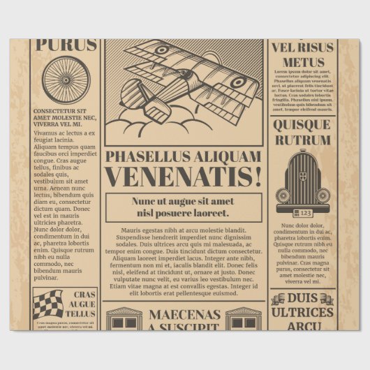 Papier Cadeau vieux journal (Plat)