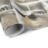 Papier Cadeau Vieux monochrome de propulseur d'avion (Coin rond)