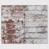 Papier Cadeau Vieux mur de briques peintes avec peeling blanc pe (Plat)