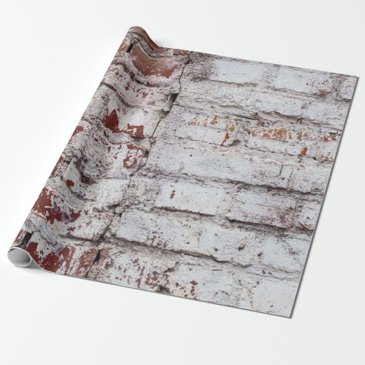 Papier Cadeau Vieux mur de briques peintes avec peeling blanc pe (Déroulé)