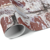 Papier Cadeau Vieux mur de briques peintes avec peeling blanc pe (Coin rond)