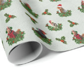 Papier Cadeau Vieux Saint Chick avec Holly (Coin rond)