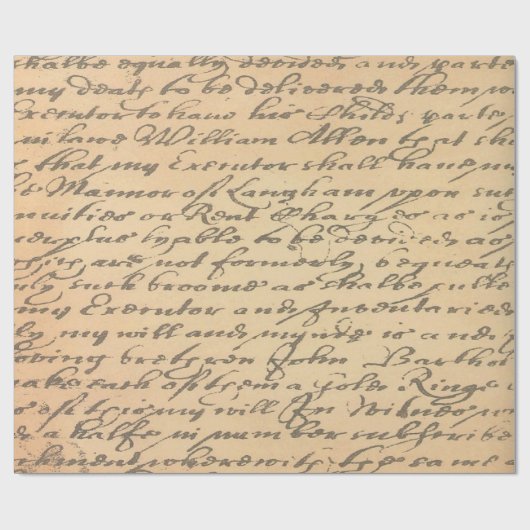 Papier Cadeau Vieux script Vintage (Plat)