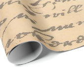 Papier Cadeau Vieux script Vintage (Coin rond)