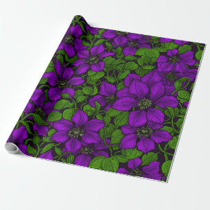 Papier Cadeau Vigne de Clematis pourpre