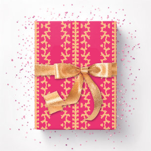 Papier Cadeau Vigne en travail de coupe en rose et orange